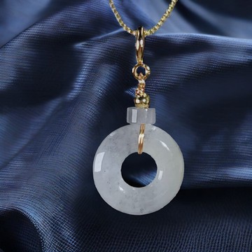 【願‧平安】冰種平安扣項鍊14K包金 | 天然緬甸A貨翡翠 | 送禮