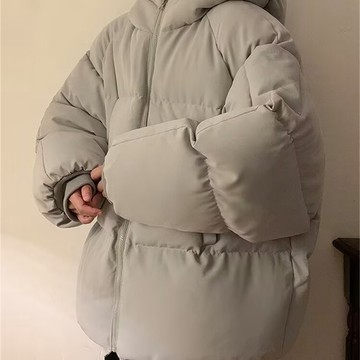 【COMOON】冬季加絨加厚麪包服棉衣外套男 日系素色簡約風外套 男生上衣 棉服男 外套男