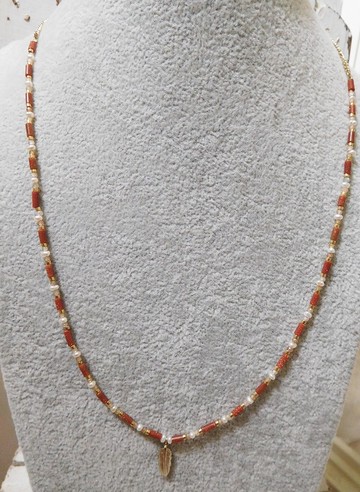 特製合金金砂石珍珠鋯石長項鍊