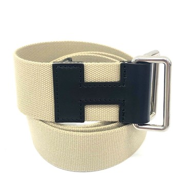 HERMES 2022新款帆布HLOGO潮流皮帶(M)