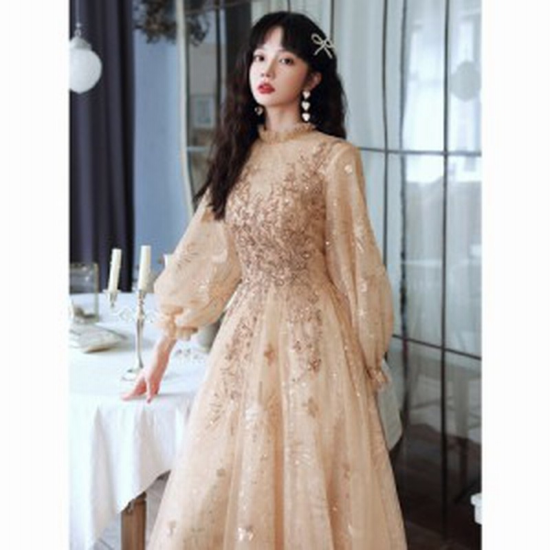 結婚式 披露宴 パーティードレス 安い 可愛い ブライダル イブニングドレス Aライン 長袖 ロングドレス お洒落 通販 Lineポイント最大1 0 Get Lineショッピング