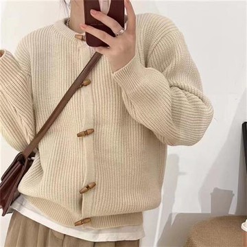 【米蘭精品】針織外套長袖毛衣-寬鬆厚實牛角扣女外套6色74ik59