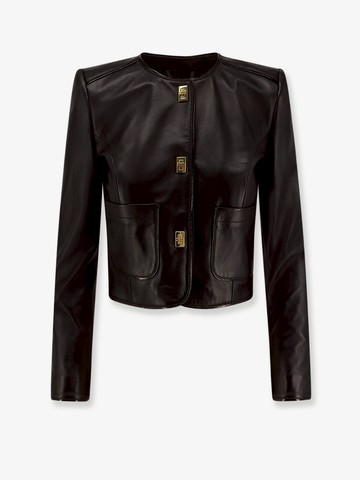 Leather jacket with Monogram metal details - ELISABETTA FRANCHI - gender_Woman