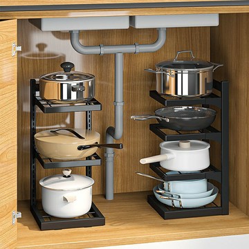 鍋架廚房家用多層置物架放鍋架子下水槽櫥櫃分層架臺面鍋具收納架