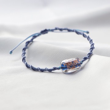 雲海曙光丨琉璃珠 蠟線編織 幸運手環 生日 送禮 可調式-雲霧藍