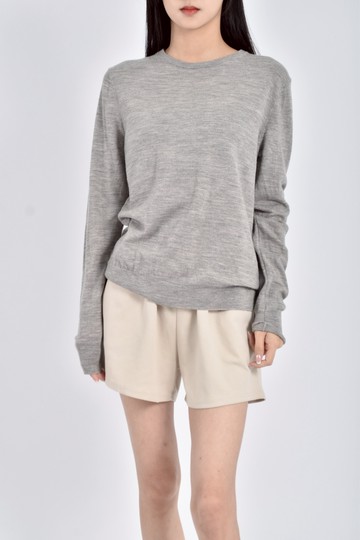 加購優惠(L) uniqlo質感羊毛純羊毛針織灰色長袖上衣