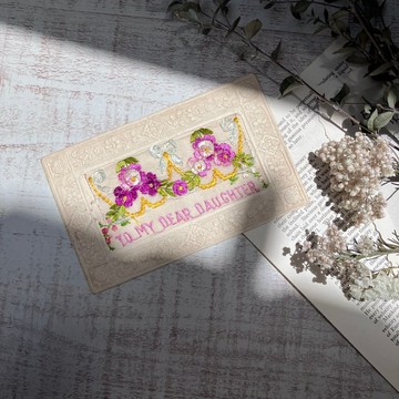 古董刺繡卡「給親愛的妹妹」/ 刺繡卡 / 古董卡 / 訊息卡