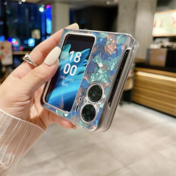 貝殼紋炫彩漸變OPPO FindN2Flip手機殼折疊屏0pp0N2Flip全包翻蓋保護套新款FindN2Flip透明軟邊防摔殼n2+flip