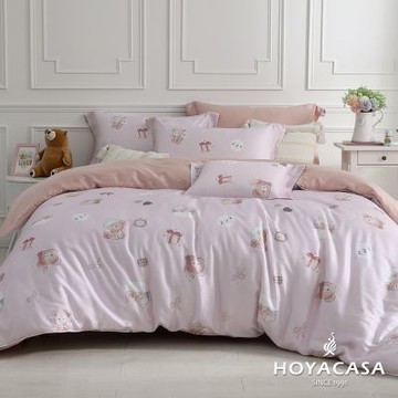 HOYACASA 甜夢熊熊 雙人60支銀纖維天絲兩用被套床包四件組