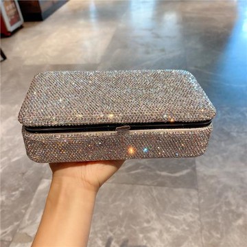 奢華鑲鉆首飾盒高檔大容量分格戒指耳環項鏈收納盒送女友生日禮物