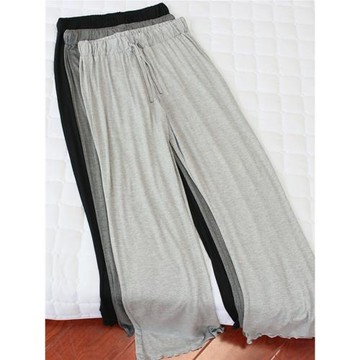 垂感莫代爾闊腿長褲女春夏季薄款寬松舒適親膚顯瘦直筒褲休閑褲子