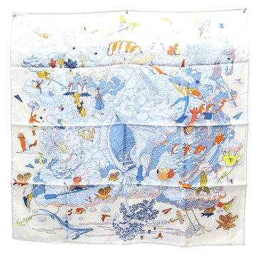 HERMES 愛馬仕 多色 絲綢 Sur Mon Nuage Scarf 90 絲巾 【二手名牌BRAND OFF】