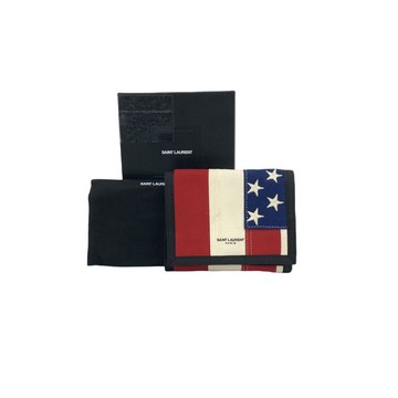 ysl紅色帆布美式短款錢包