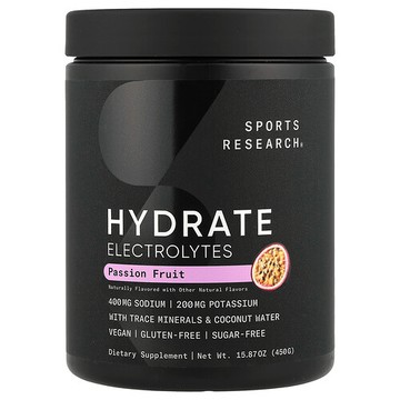 Sports Research, 補水，電解質，西番蓮味，15.87 盎司（450 克）