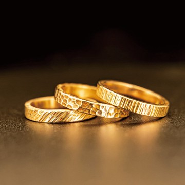 【職人金工系列】黃銅鍛敲戒指 / 直紋 / 斜紋 / 錘目紋 三指