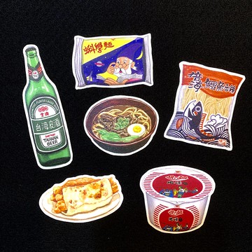 水彩手繪 台灣風情之台灣好食3 防水貼紙組 6入