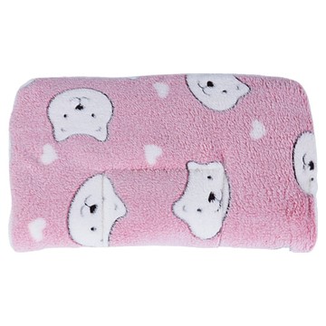 旺生活 法蘭絨加厚雙面毛毯寵物睡墊 粉白小熊  1個  粉色  100 x 80cm