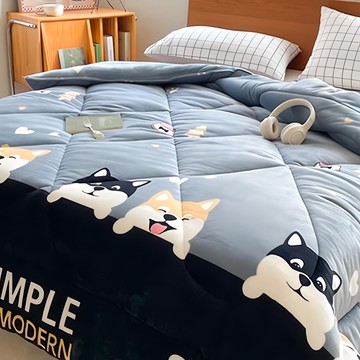 LoveCity 寢城之戀 超保暖重磅雙面法蘭絨暖暖被  200 x 150cm  柴犬 藍色