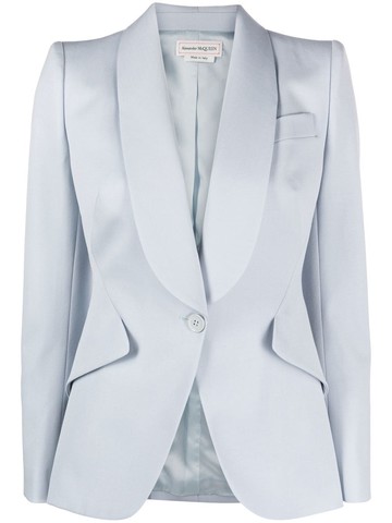 Alexander McQueen - single-breasted wool blazer - women - Wool/Cupro - 42 - Blue