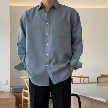 正韓熱銷款 純色素面小落肩口袋長袖襯衫 13色 YUPPIE 預購商品