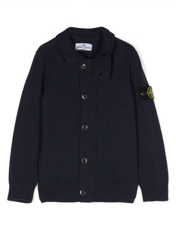 STONE ISLAND JUNIOR logo badge-detailed wool and cashmere cardigan Boy