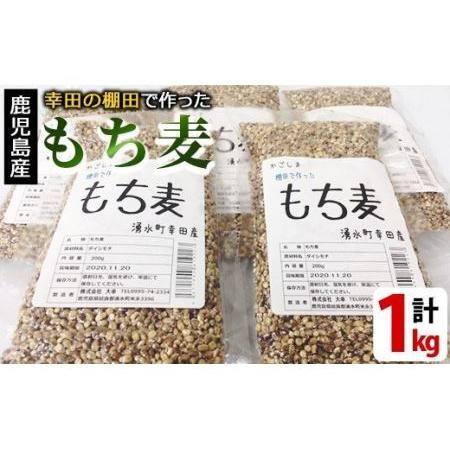 ふるさと納税 y215 棚田で作ったもち麦200g×5袋(計1kg)！日本棚田百選に選定されている「鹿児島県湧水町幸田棚田のもち麦」！生活用水が.. 鹿児島県湧水町