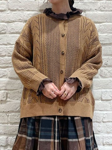 2WAY前後穿鏤空鉤織圓領針織罩衫(FL24L2D0380) - Samansa Mos2