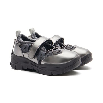 韓國 ROCKFISH BRYN VELCRO SNEAKERS(MESH) V2 女款 魔鬼氈厚底瑪莉珍鞋 深銀色DARK SILVER