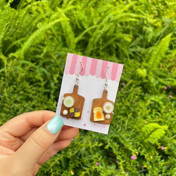 All Day Breakfast 全日早餐 手作 耳環 (UV滴膠+樹脂黏土製作)