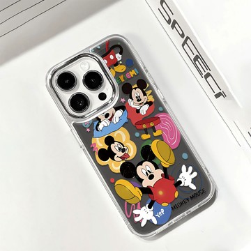 快樂米奇 鏡面手機殼 蘋果i6手機殻 iPhone14 Promax 卡通 15 iPhone13保護殼 防摔大孔硬殼