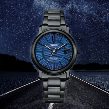 CITIZEN 星辰 光動能簡約大三針女錶 新春開運 送禮首選-海軍藍/33.3mm FE6017-85L