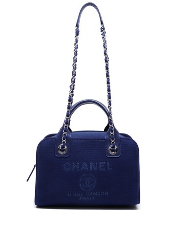 CHANEL Pre-Owned - 2020s Deauville two-way bag - women - Canvas - One Size - Blue