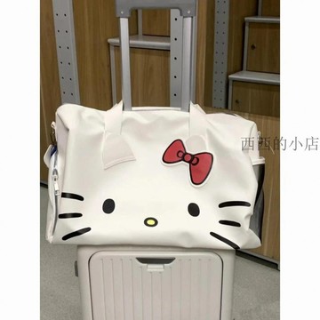 🌟臺灣出貨🌟 旅行袋 收納袋 手提袋 登機袋 超萌卡通可愛大包包單肩蝴蝶結凱蒂貓手提健身包斜挎旅行包