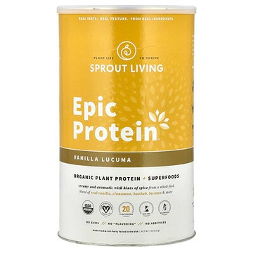 Sprout Living, Epic Protein®，有機植物蛋白質 + SuperFood，香草蛋黃果，2 磅（912 克）