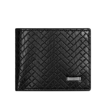 A classic 編織短版男士皮夾大容量大鈔零錢卡包