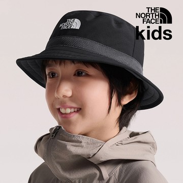 The North Face北面兒童黑色DWR防潑水品牌LOGO漁夫帽｜8EPUJZN 排汗衫