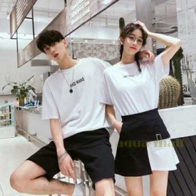 カップル ペアtシャツ 半袖 ペアルック お揃い 服 夏 花柄 パンツ 韓国ファッション デート おでかけコーデ おそろ オルチャンファッション 通販 Lineポイント最大get Lineショッピング