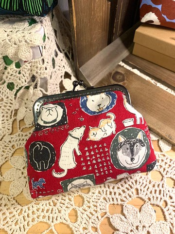 MBC 人手製 柴犬 12cm 方形框 口金包 散紙包 紅