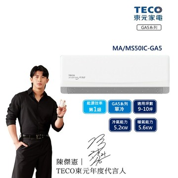 【TECO 東元】7-8坪 R32一級變頻冷專分離式空調(MA50IC-GA5/MS50IC-GA5)