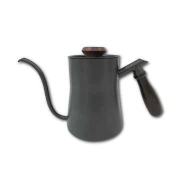 生活良品 -手沖咖啡鐵氟龍細口壺W-550BK經典黑(胡桃木柄)550ml/盒(咖啡機周邊配件,廚房餐廚器具,斜口壺嘴手沖壺,手沖咖啡細嘴壺,不鏽鋼咖啡沖泡壺)