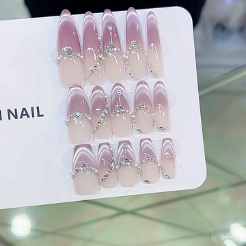 🥰可可新品🥰奈姿 純手工秋季新款光療穿戴甲紫色幽夢貓眼批髮美甲貼片可拆手工穿戴甲高級感穿戴甲顯白美甲片日常穿戴甲 78Z