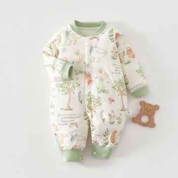 40克薄棉連體衣嬰兒秋冬夾棉保暖哈衣寶寶暖氣房爬服新生兒打底衣鑫弘-萌寶童裝可開發票