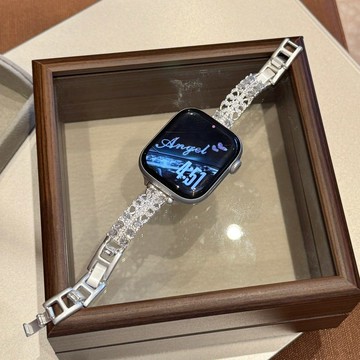 輕奢夏季金屬手鏈 適用Apple watch11錶帶 iwatch錶帶 全系列通用錶帶 當季錶帶