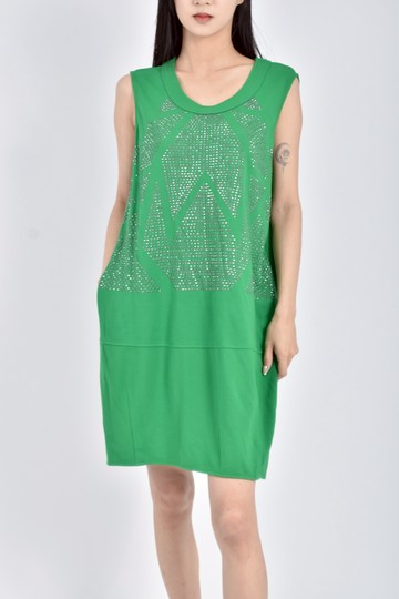 (L) moma鑲鑽無袖綠色洋裝