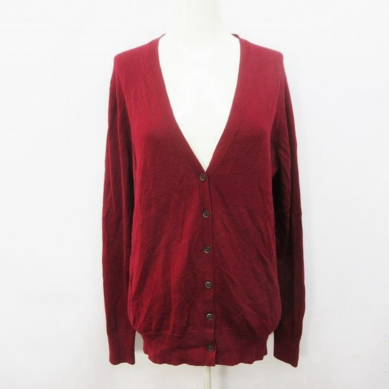中古 ユニクロ Uniqlo エクストラファイン メリノ Vネック カーディガン 長袖 無地 毛 ウール 100 大きいサイズ Xl 赤 ワインレッド系 ベクトル 古着 通販 Lineポイント最大0 5 Get Lineショッピング