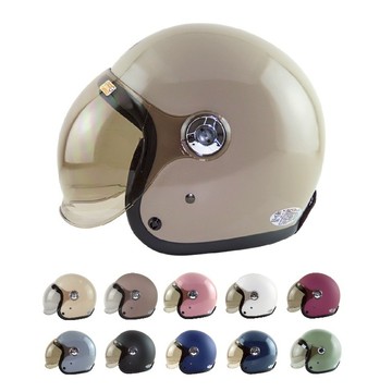 【 ninja 泡泡鏡 素色騎士帽 】 3/4罩安全帽 素色 安全帽 銀邊條 騎士帽 泡泡鏡片 大眾款 imini