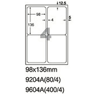 【文具通】9604A影印自黏標籤貼紙4格切圓角98x136mm 100入 P1410369【領券滿額再折千12/31止】