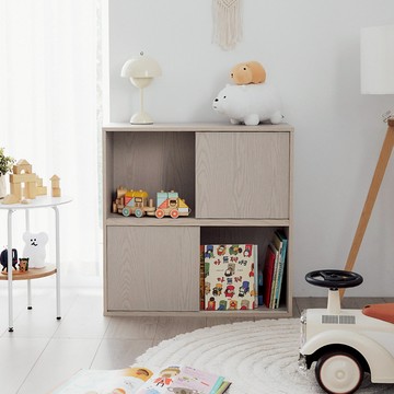 Alma 日式木紋四門滑門收納櫃