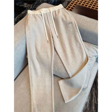 秋冬潮牌字母刺繡彎刀直筒休閑褲男時尚拼色戶外百搭闊腿運動衛褲