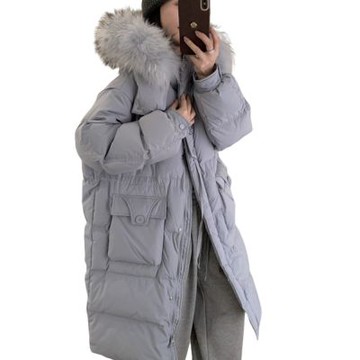 [米蘭精品] 現貨+預購 頂級真羽絨外套90%鴨絨羽絨衣秋冬外套保暖上衣大碼休閒女裝-貉子毛領長版5色74mw43